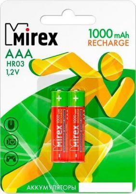 Аккумулятор Mirex AAA 1000mAh 2 шт HR03-10-E2
