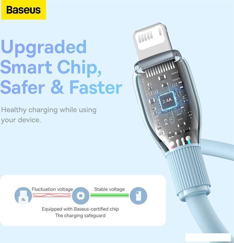 Кабель Baseus Pudding Series USB Type-A - Lightning (2 м, голубой)