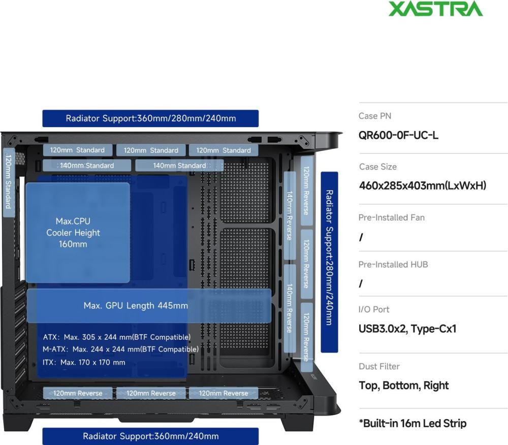 Корпус XASTRA QR600 0F-UC (черный)