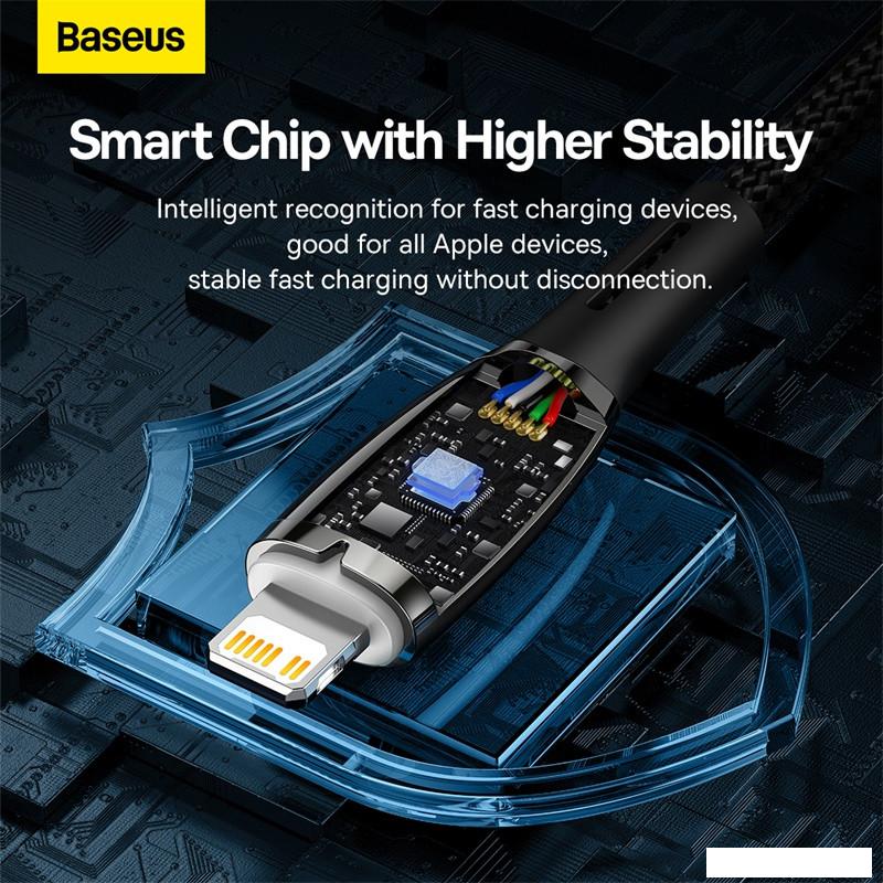 Кабель Baseus Glimmer Series USB Type-C - Lightning (2 м, черный)
