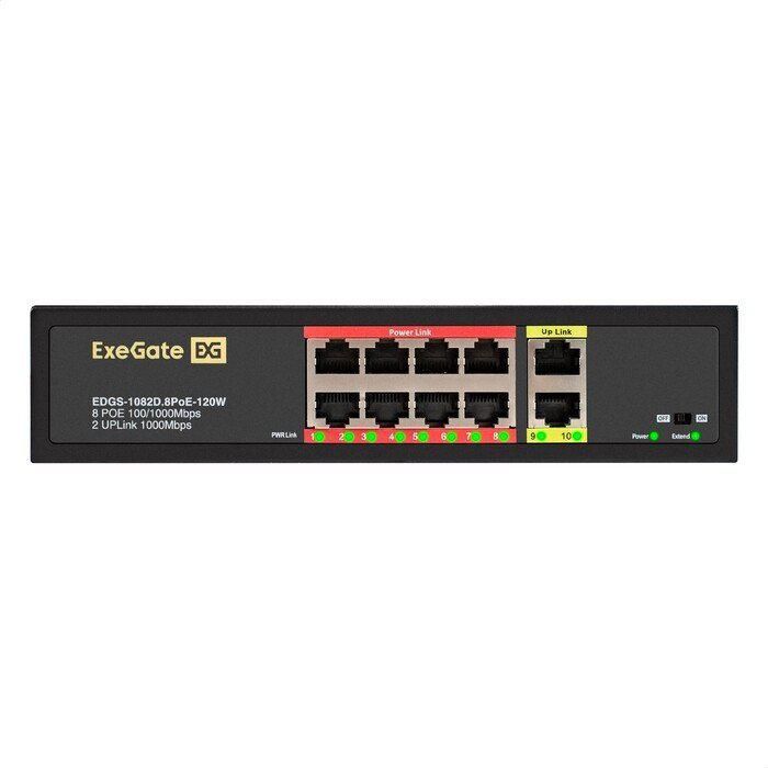 Неуправляемый коммутатор ExeGate EDGS-1082D.8PoE-120W