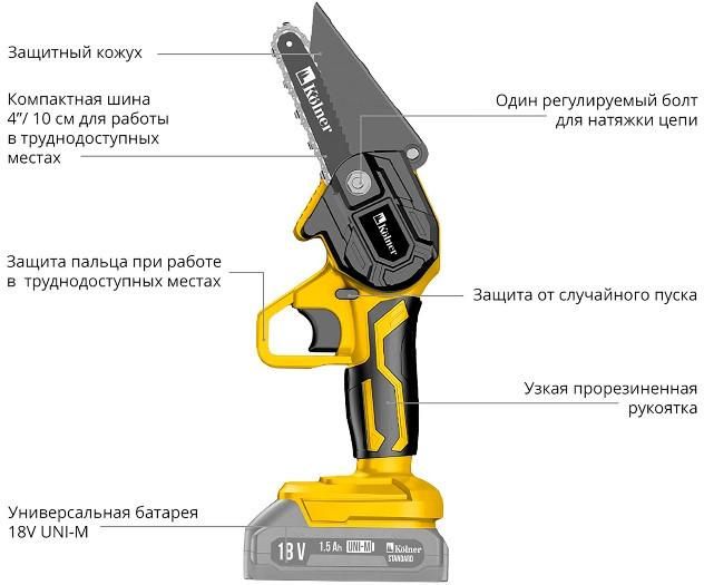 Аккумуляторная пила Kolner KCS 18-10-2K (с 2-мя АКБ)