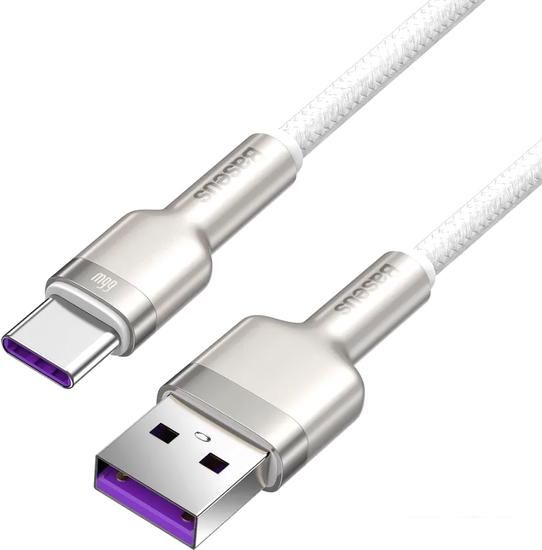 Кабель Baseus Cafule Series Metal Data Cable USB Type-A - Type-C 66W CAKF000102 (1 м, белый)