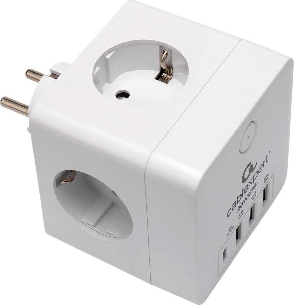 Сетевой фильтр Cablexpert CUBE-4-CU3-W