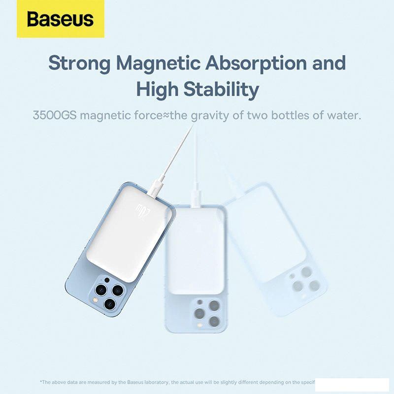 Внешний аккумулятор Baseus Magnetic Mini Wireless Fast Charge Power Bank 10000mAh 20W (белый)