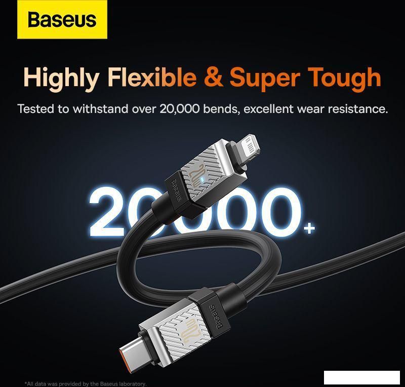Кабель Baseus CoolPlay Series USB Type-C - Lightning (2 м, черный)