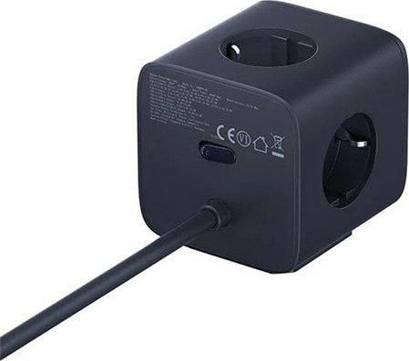 Удлинитель Baseus EnerFill FA11 Cube Power Strip 3AC+1U+2C 67W EU E00082100123-00 (1.5 м, черный)