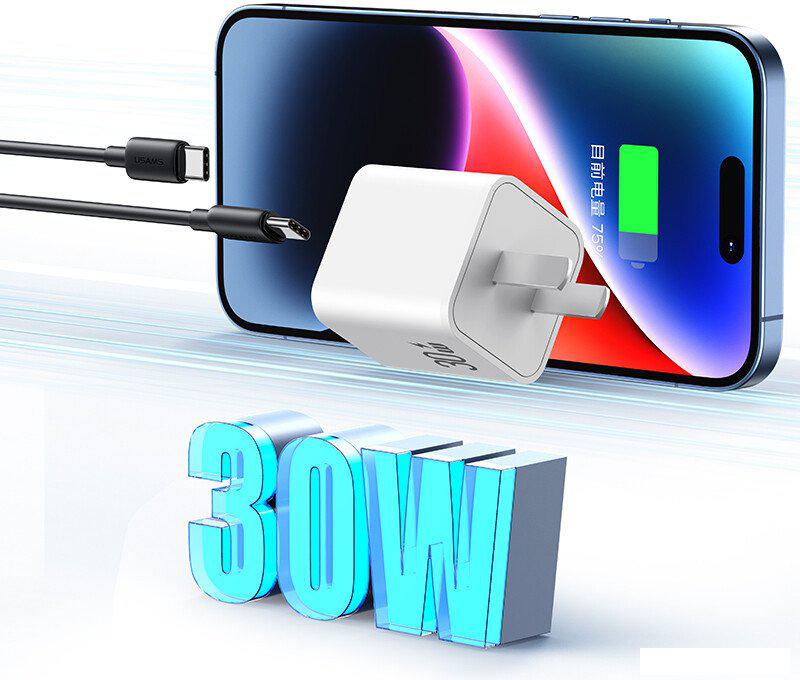 Кабель Usams SJ712 USB Type-C - Lightning (1 м, черный)