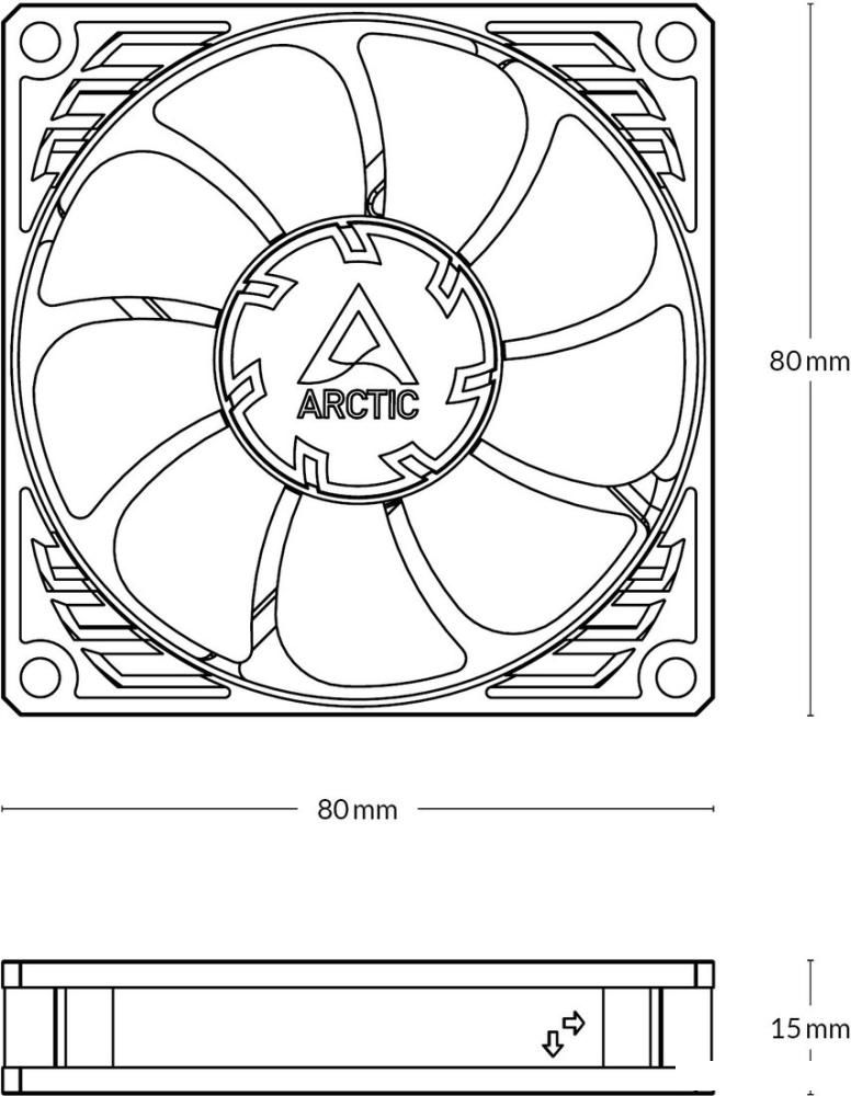 Вентилятор для корпуса Arctic P8 SLIM PWM PST (черный)