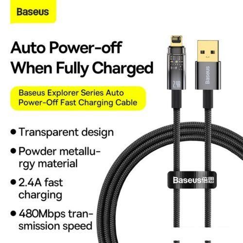 Кабель Baseus Explorer USB Type-A - Lightning (2 м, черный)