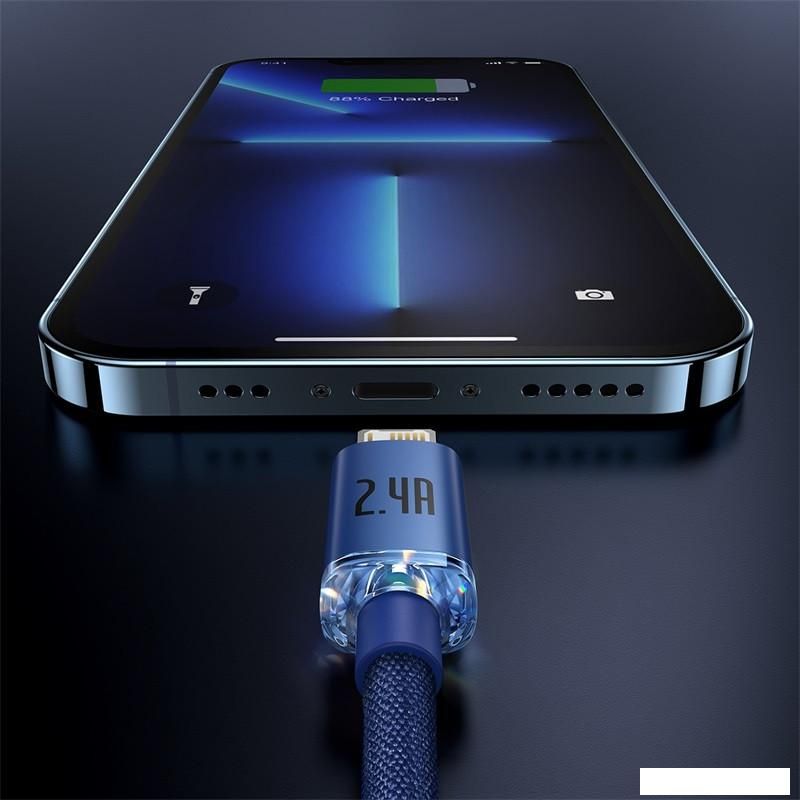 Кабель Baseus Crystal Shine USB Type-A - Lightning (2 м, синий)