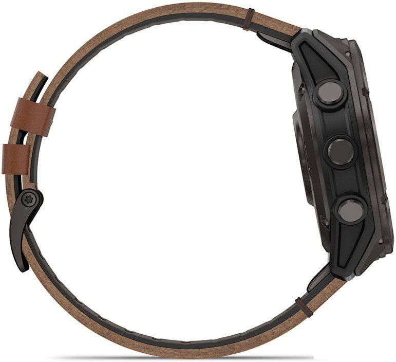 Умные часы Garmin Fenix 8 Pro 51 мм (карбоновый серый, коричневый кожаный ремешок)