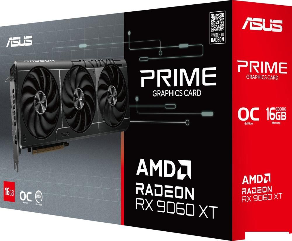 Видеокарта ASUS Prime Radeon RX 9060 XT OC Edition 16GB GDDR6 PRIME-RX9060XT-O16G