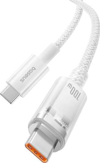 Кабель Baseus Explorer Series Fast Charging Cable Auto Power-Off For Overheating 100W USB Type-C - USB Type-C (1 м, белый)