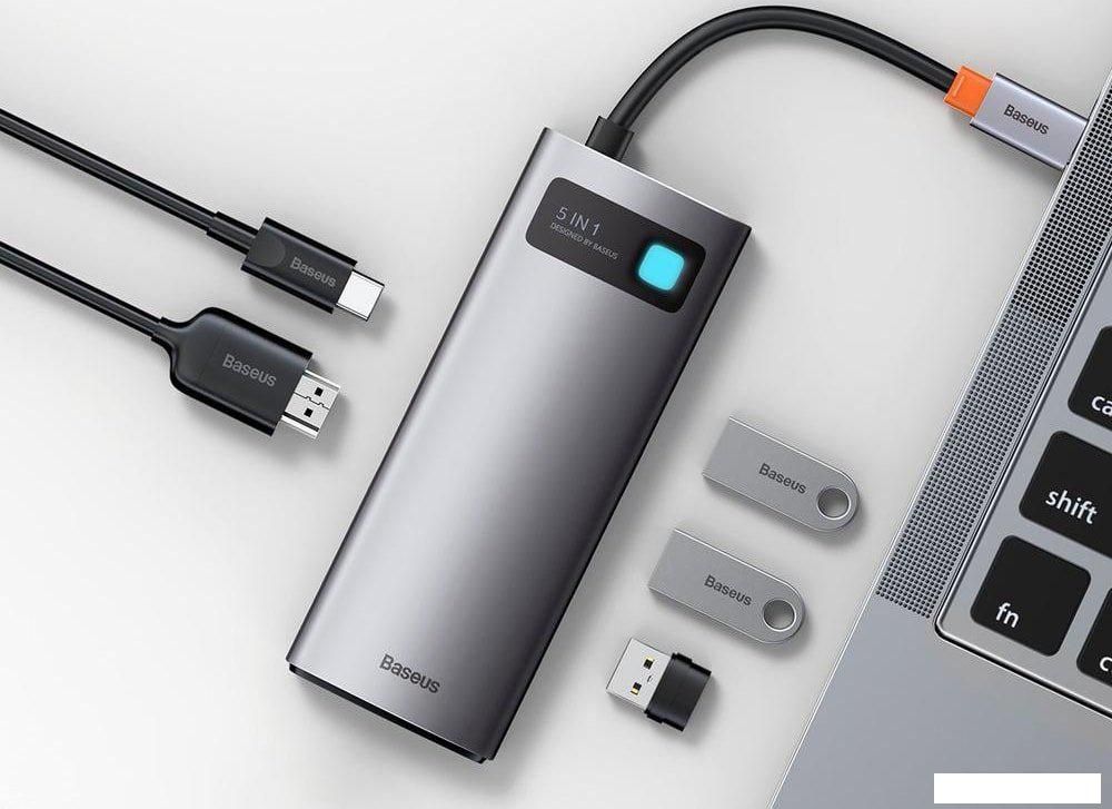 USB-хаб  Baseus Metal Gleam Series Multifunctional HUB Type-C Hub Docking Station CAHUB-CX0G