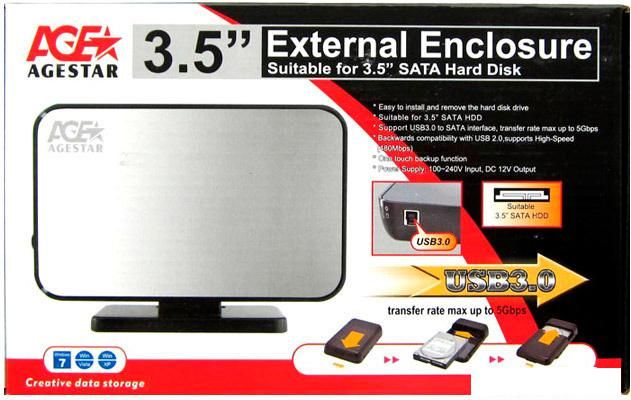 Бокс для накопителей 3.5" AgeStar 3UB3A8-6G Black