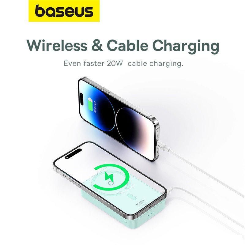 Внешний аккумулятор Baseus MagPro Magnetic Bracket Wireless Fast-Charging Power Bank 20W 5000mAh (мятный)
