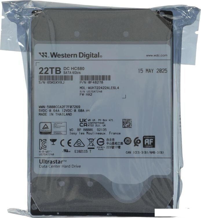Жесткий диск WD Ultrastar DC HC580 22TB WUH722422ALE6L4