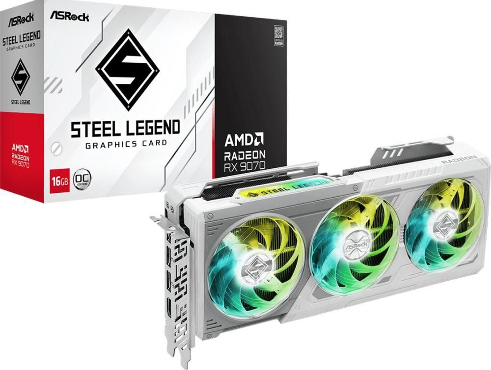 Видеокарта ASRock AMD Radeon RX 9070 Steel Legend 16GB OC RX9070 SL 16GO