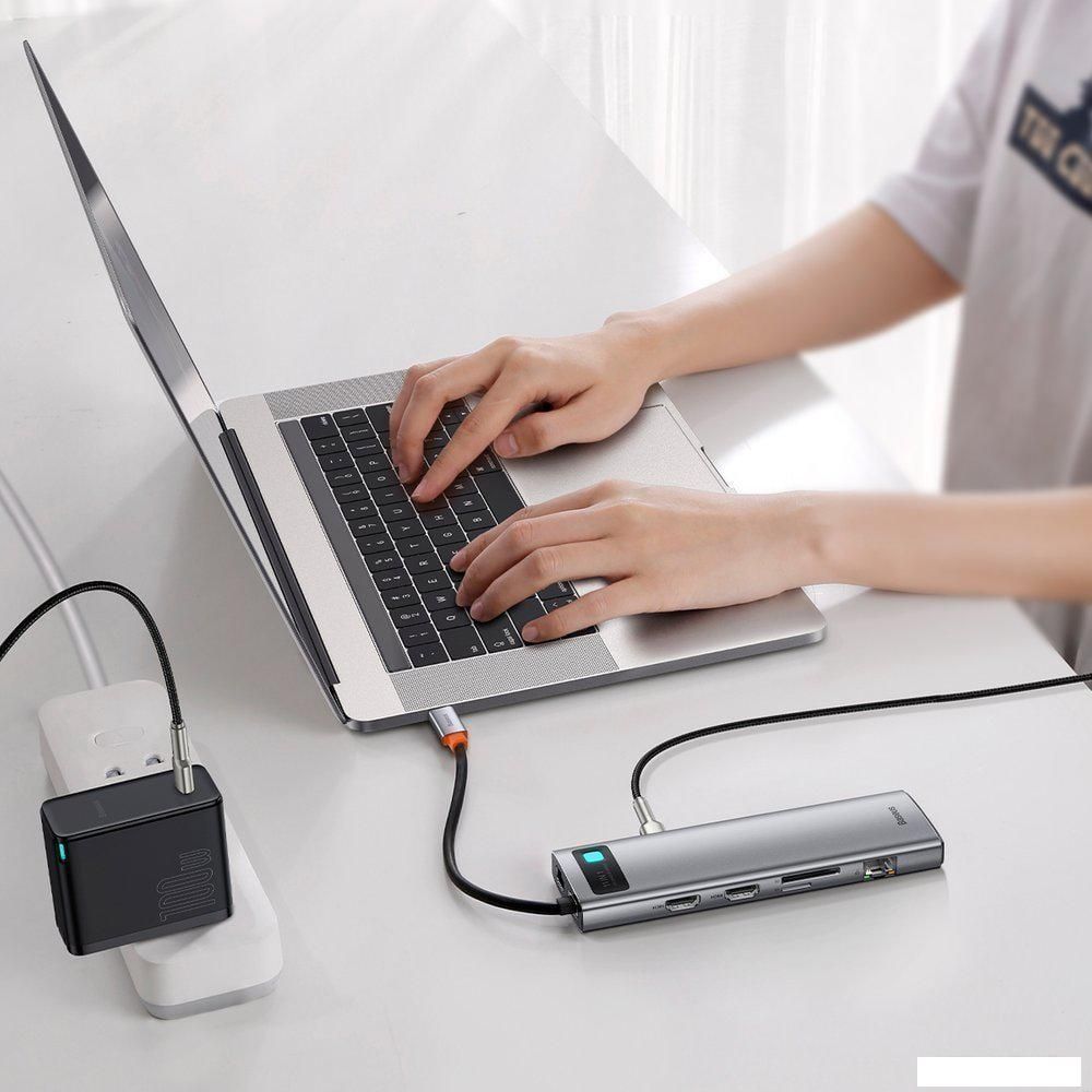 Док-станция Baseus Metal Gleam Series 11-in-1 Multifunctional HUB Type-C Hub Docking Station CAHUB-CT0G