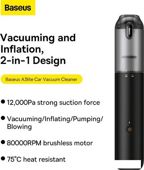 Автомобильный пылесос Baseus A3lite Car Vacuum Cleaner VCAQ050001 (черный)
