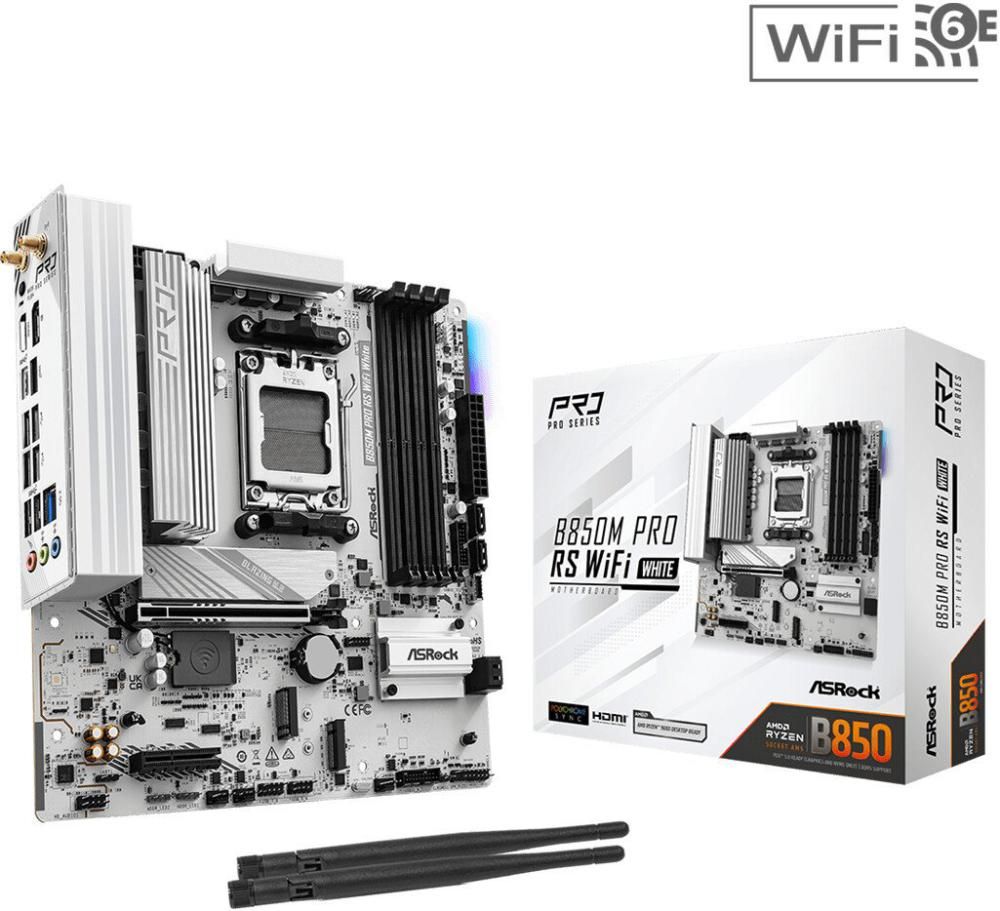 Материнская плата ASRock B850M Pro RS WiFi White