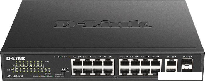 Неуправляемый коммутатор D-Link DES-1018MPV2/A1A