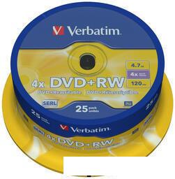 DVD+RW диск Verbatim 4.7Gb 4x 43489 (25 шт.)