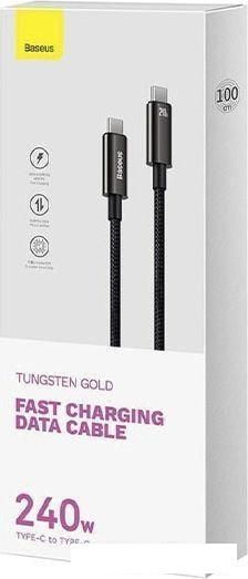 Кабель Baseus Tungsten Gold Fast Charging Data Cable USB Type-C - USB Type-C (3 м, черный)