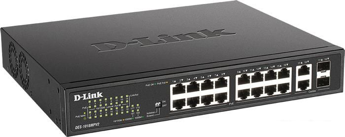 Неуправляемый коммутатор D-Link DES-1018MPV2/A1A