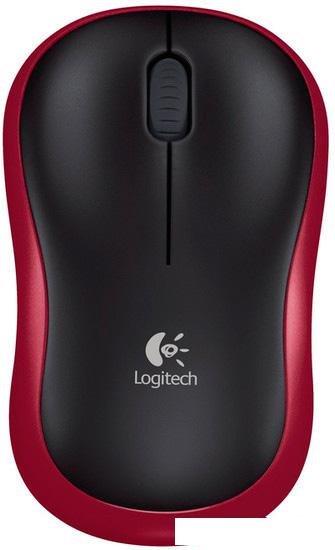 Мышь Logitech M185 (черный/красный)