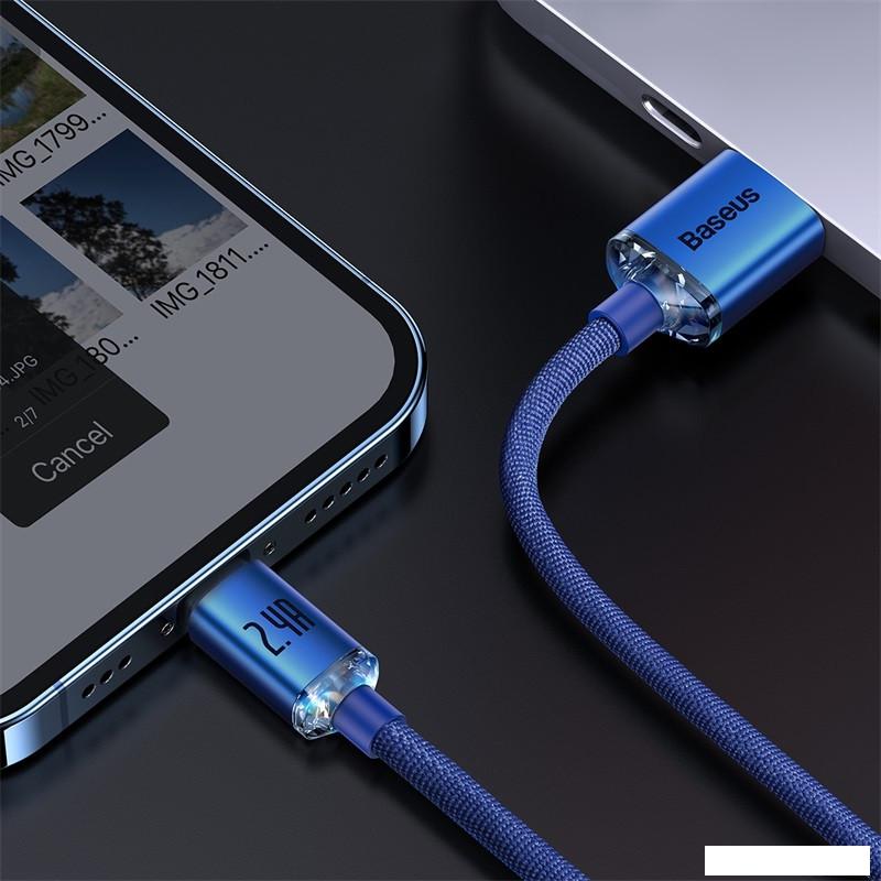 Кабель Baseus Crystal Shine USB Type-A - Lightning (1.2 м, синий)