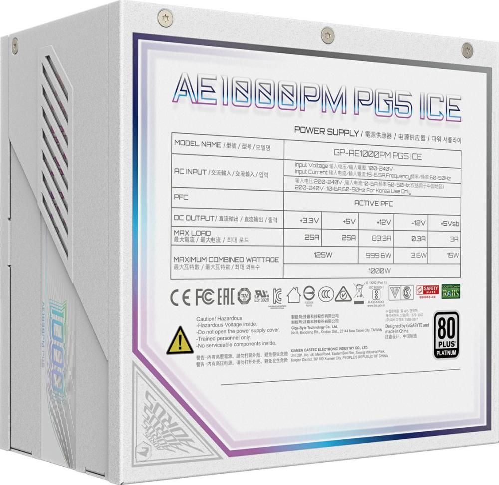 Блок питания Gigabyte Aorus Elite P1000W Platinum AE1000PM PG5 ICE (rev. 1.0)