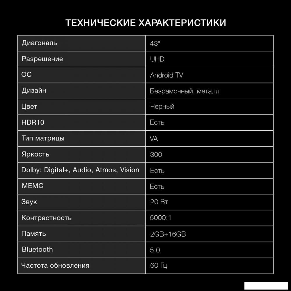 Телевизор Hyundai H-LED43BU7009