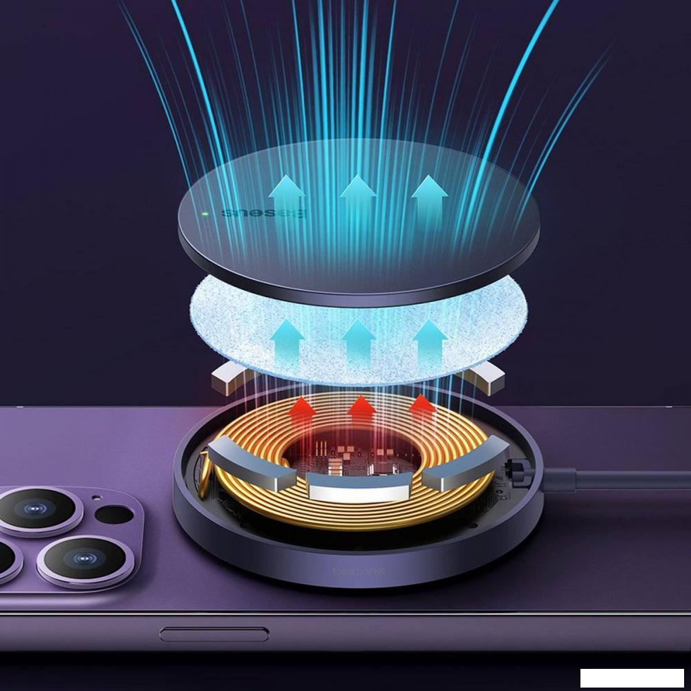 Беспроводное зарядное Baseus Simple Mini3 Magnetic Wireless Charger 15W CCJJ040205