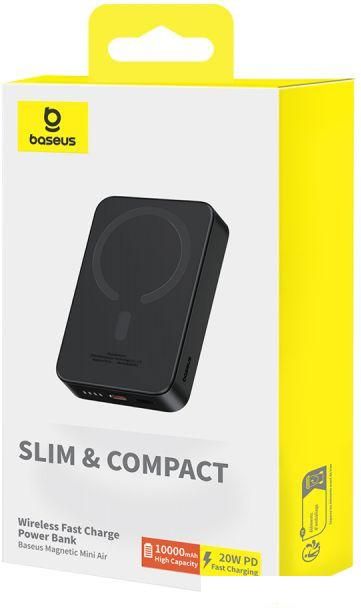Внешний аккумулятор Baseus Magnetic Mini Air Wireless Fast Charge Power Bank 20W 10000mAh (черный)