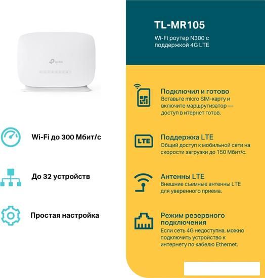 4G Wi-Fi роутер TP-Link TL-MR105