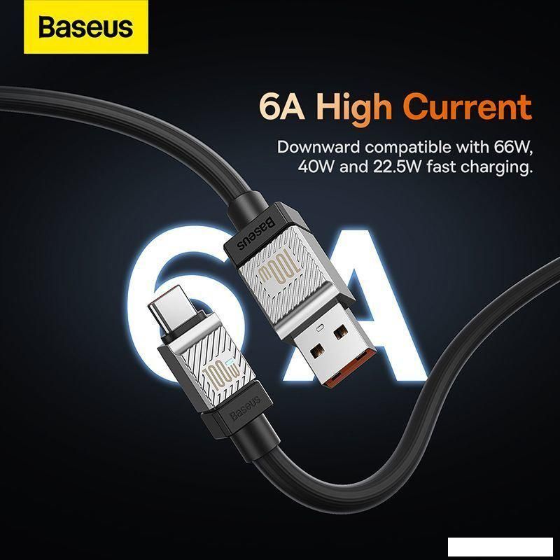 Кабель Baseus CoolPlay Series USB Type-A - USB Type-C (1 м, черный)