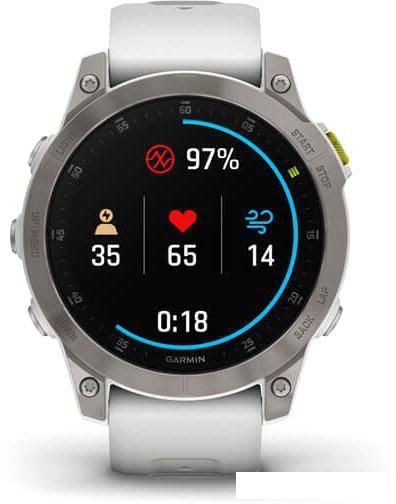 Умные часы Garmin Epix Sapphire Gen 2 (серебристый титан/белый)