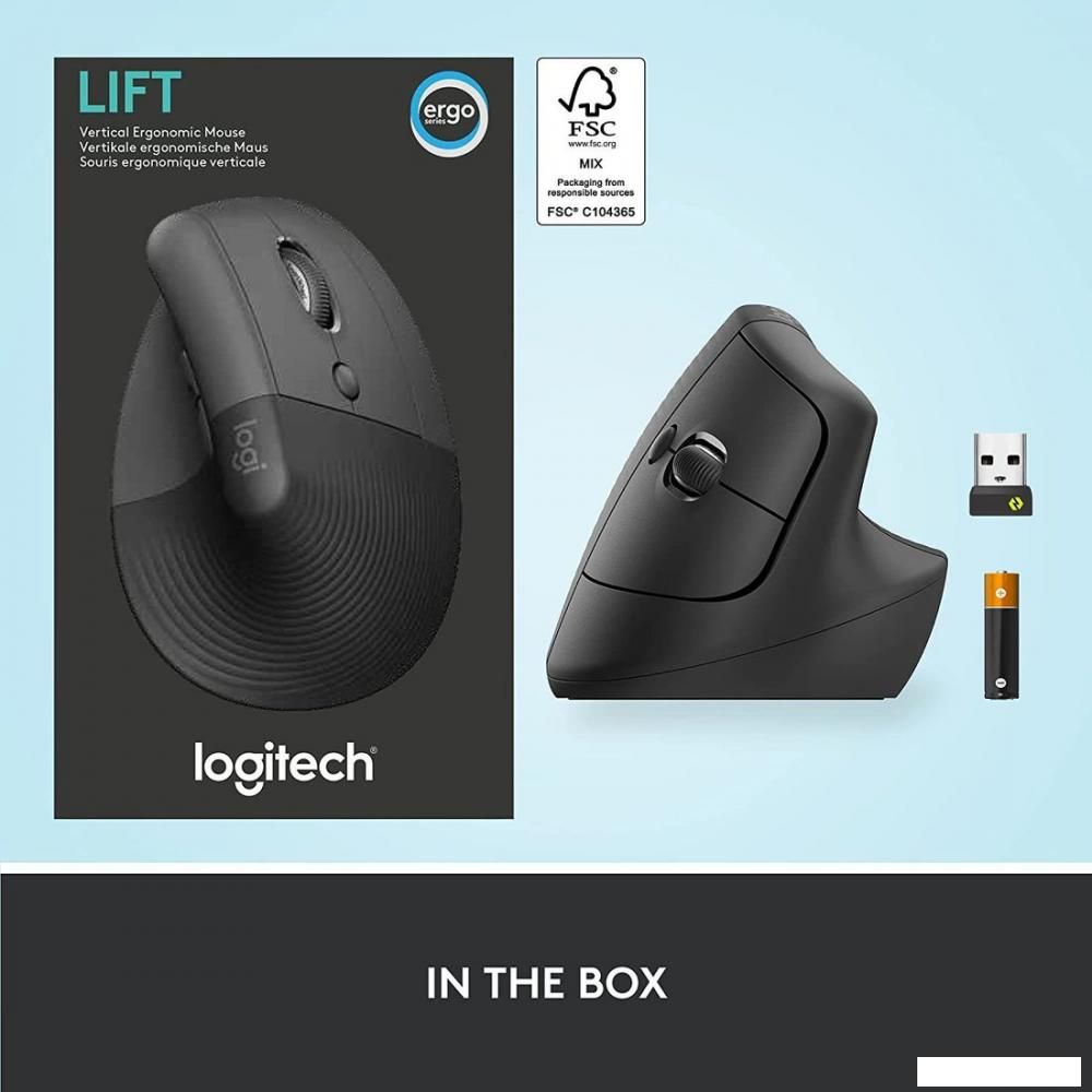 Вертикальная мышь Logitech Lift (графит)