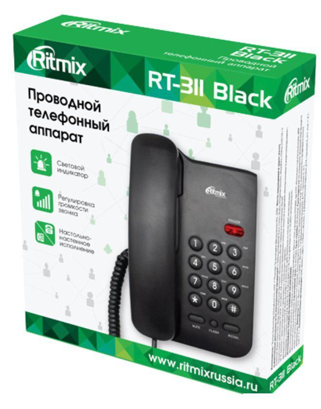 Проводной телефон Ritmix RT-311 (черный)