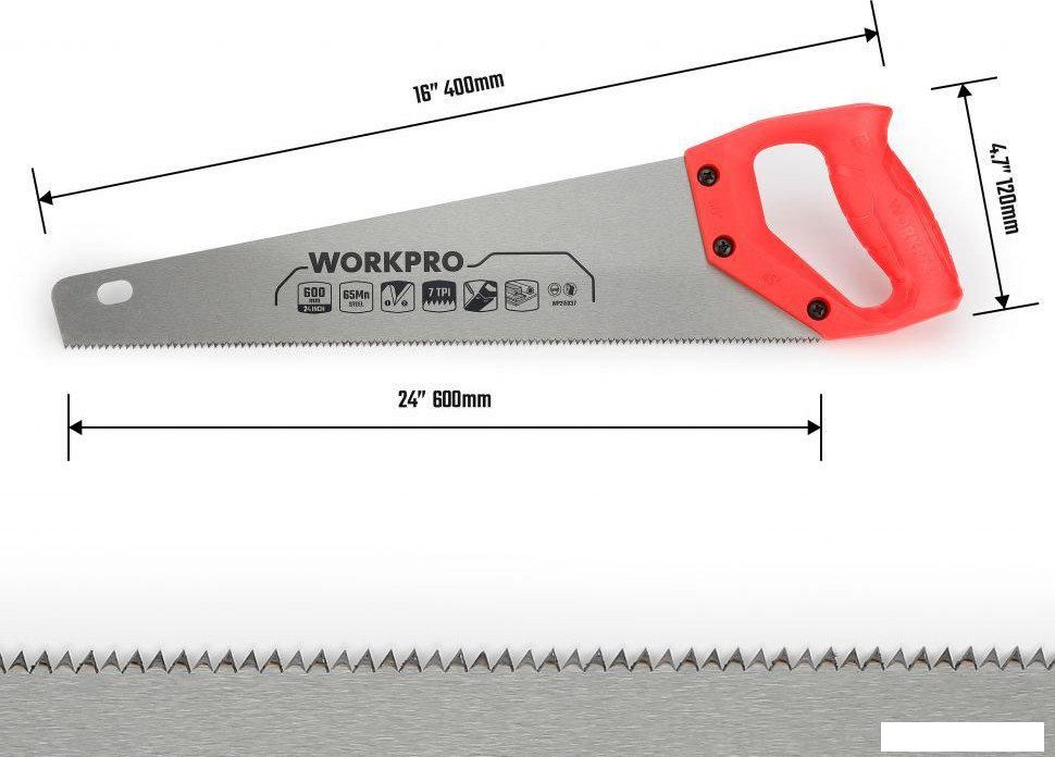 Ножовка Workpro 600мм WP215037