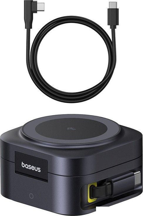 Сетевое зарядное Baseus PicoGo Series 2-in-1 Magnetic Wireless Charger Qi2 67W P10276800123-00 (черный)