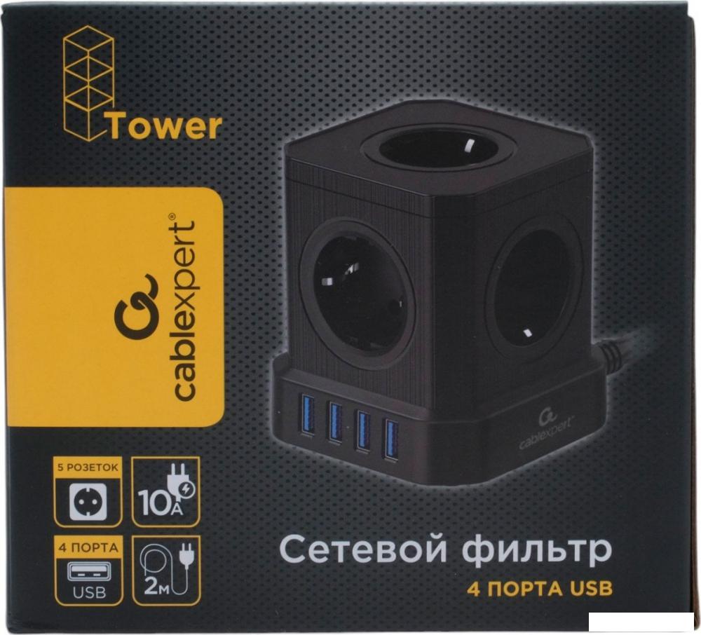 Сетевой фильтр Cablexpert TWR-5-U4-B-2