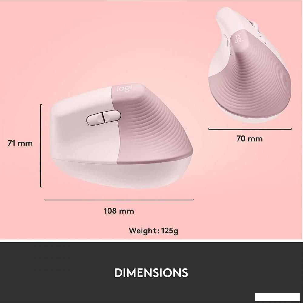 Вертикальная мышь Logitech Lift (розовый)