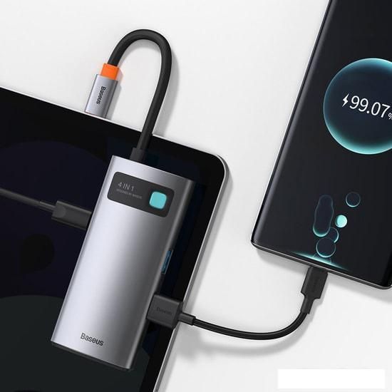 Док-станция Baseus Metal Gleam Series 4 in 1 Multifunctional Type-C CAHUB-CY0G
