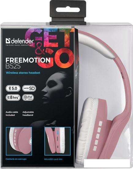Наушники Defender FreeMotion B525 (розовый/белый)