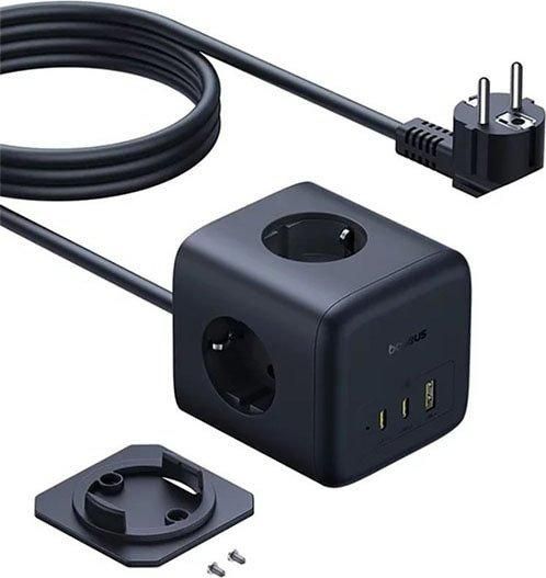 Удлинитель Baseus EnerFill FA11 Cube Power Strip 3AC+1U+2C 67W EU E00082100123-00 (1.5 м, черный)