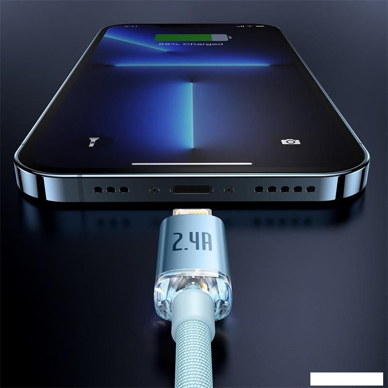 Кабель Baseus Crystal Shine USB Type-A - Lightning (1.2 м, голубой)