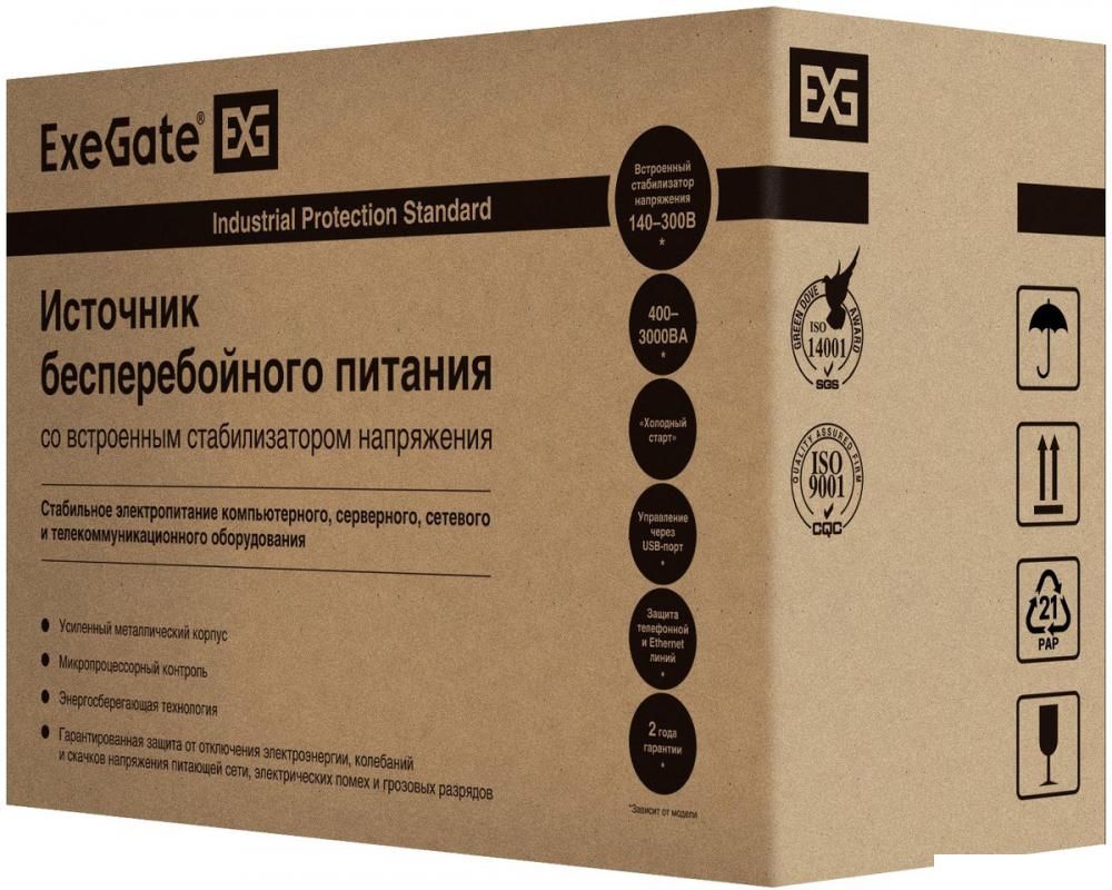 Источник бесперебойного питания ExeGate SpecialPro UNB-1200.LED.AVR.4SH.USB